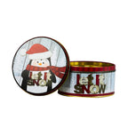 Caja lata navidad redonda 13,8x7cm pascuero mono pingüino snow