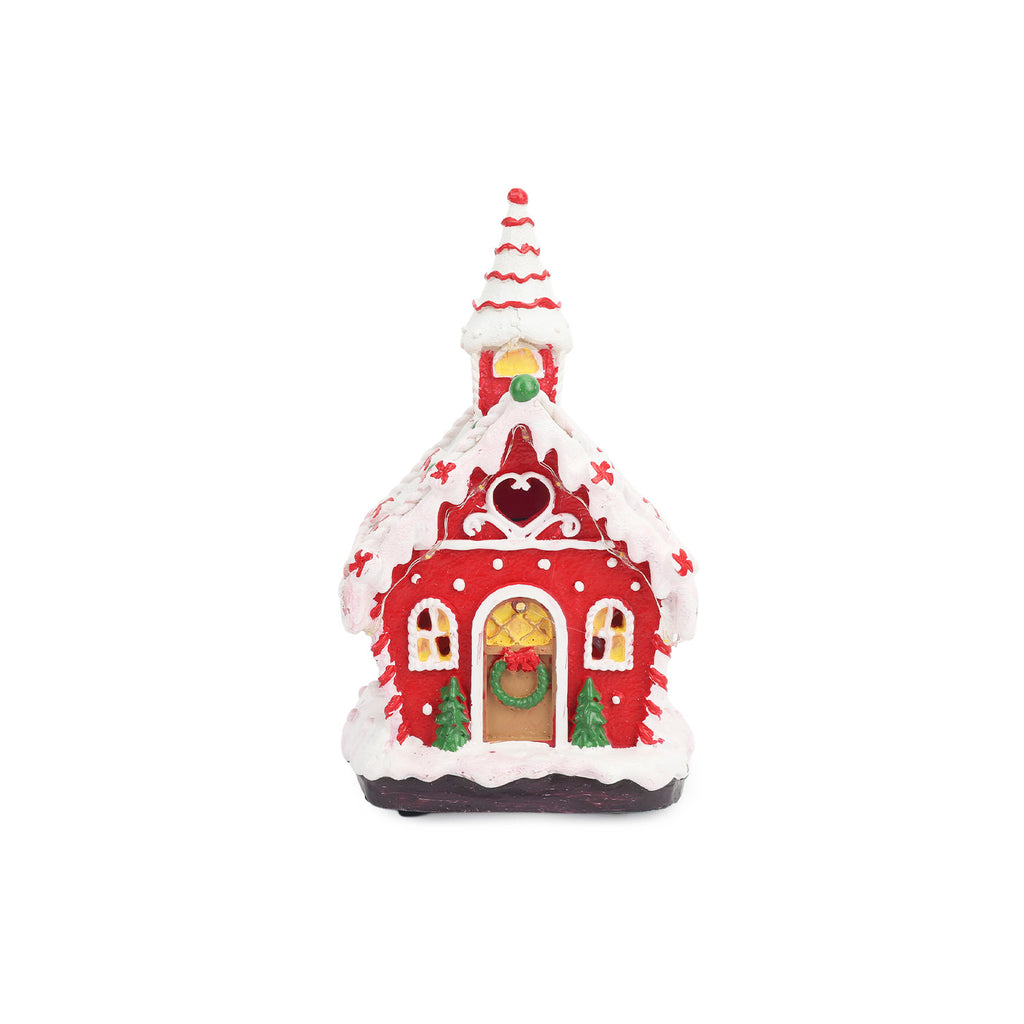 Casa navidad musical c/luz 10,8x18,2cm nevada
