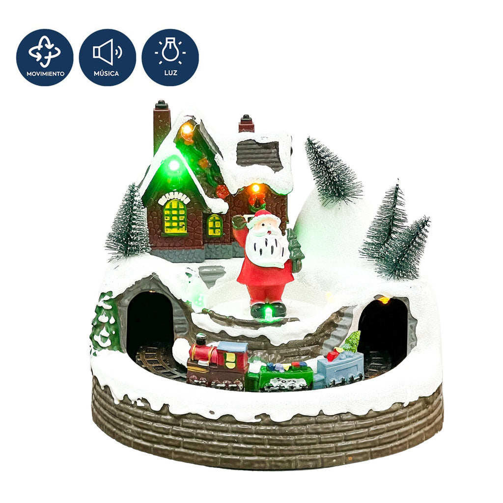 Casa navidad musical c/luz 20cm pascuero