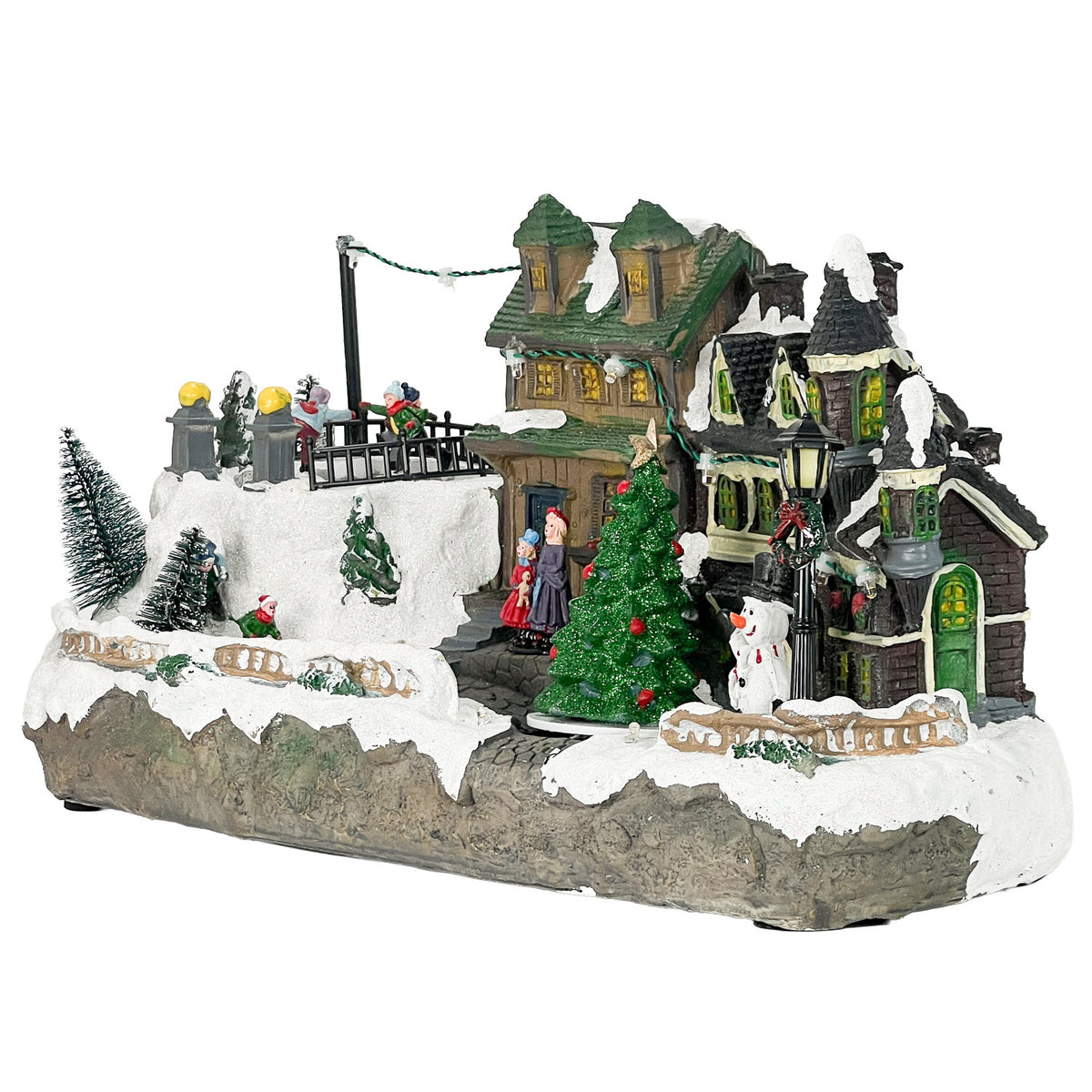 Casa navidad musical c/luz 37,5x18x20,5cm lineas tren
