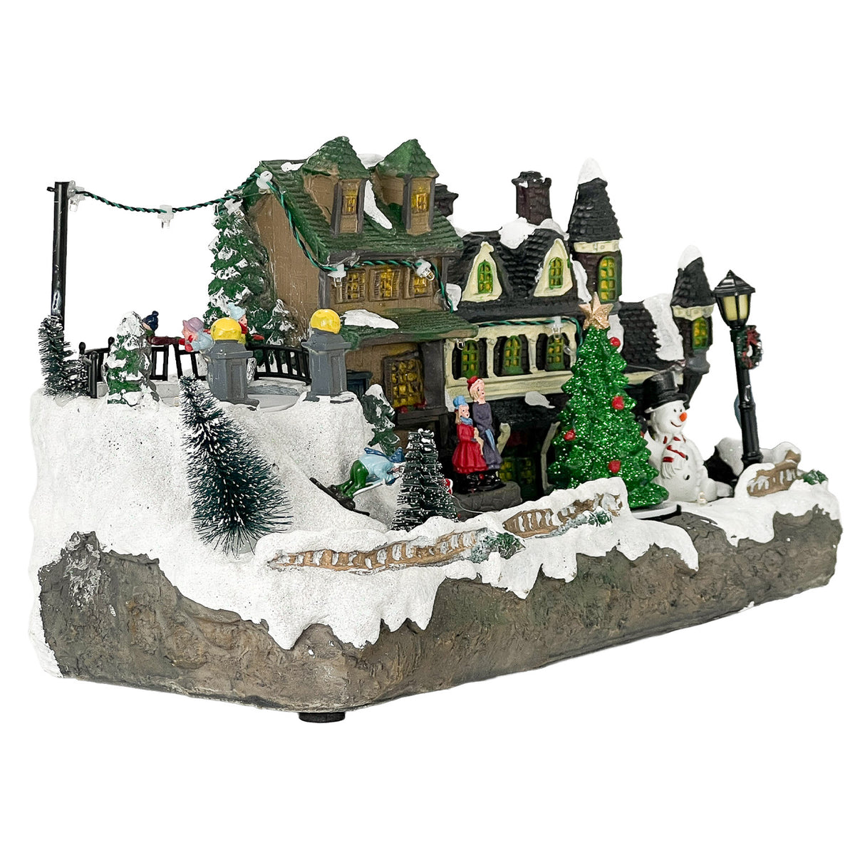 Casa navidad musical c/luz 37,5x18x20,5cm lineas tren