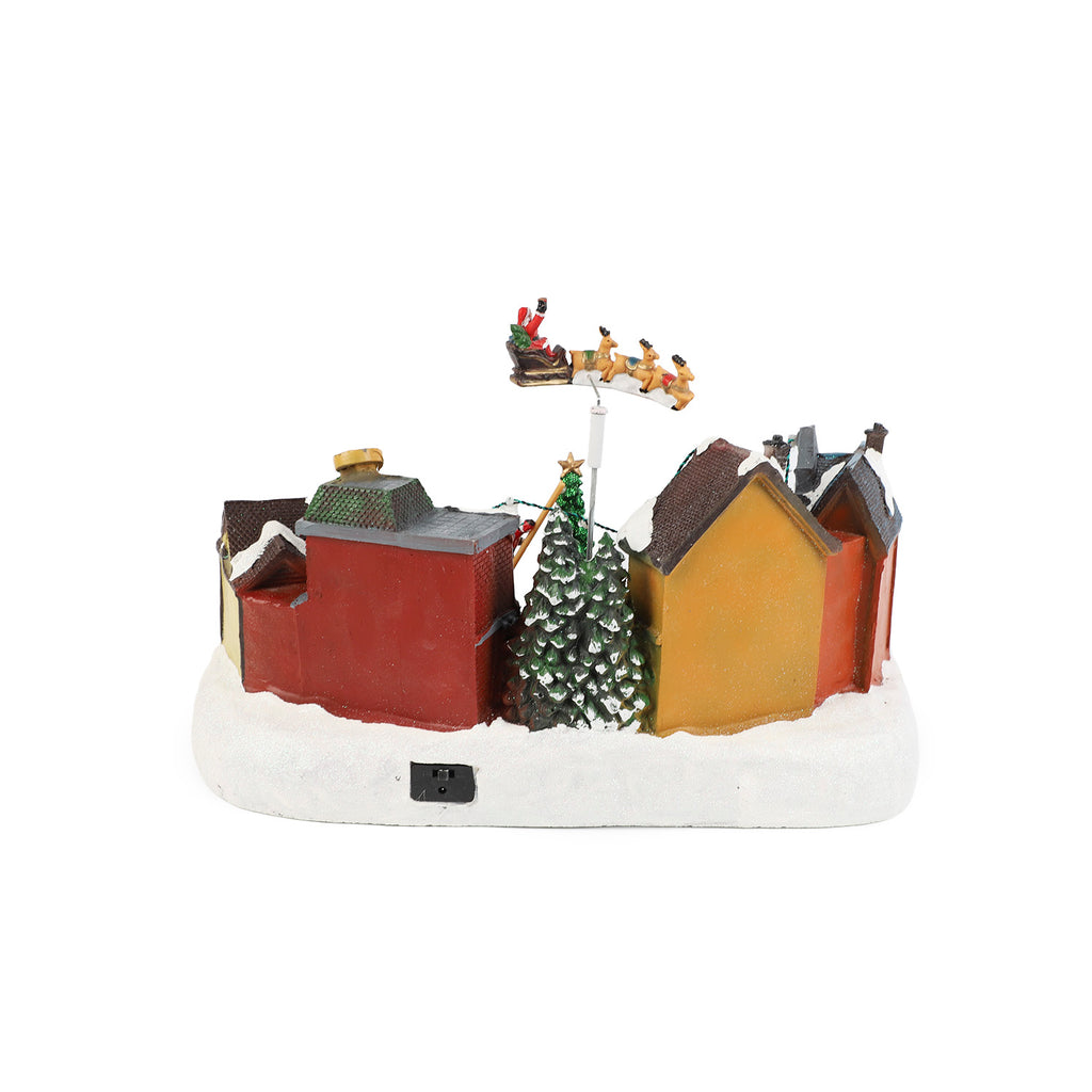 Casa navidad musical c/luz 38x23x26cm reno volador