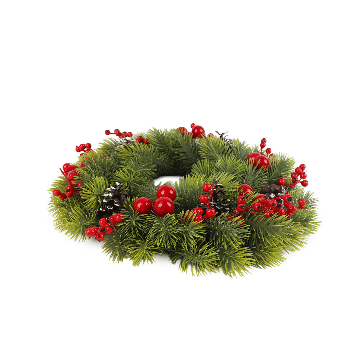 Corona navidad 40cm muerdago piñas