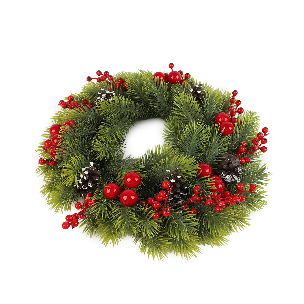 Corona navidad 40cm muerdago piñas