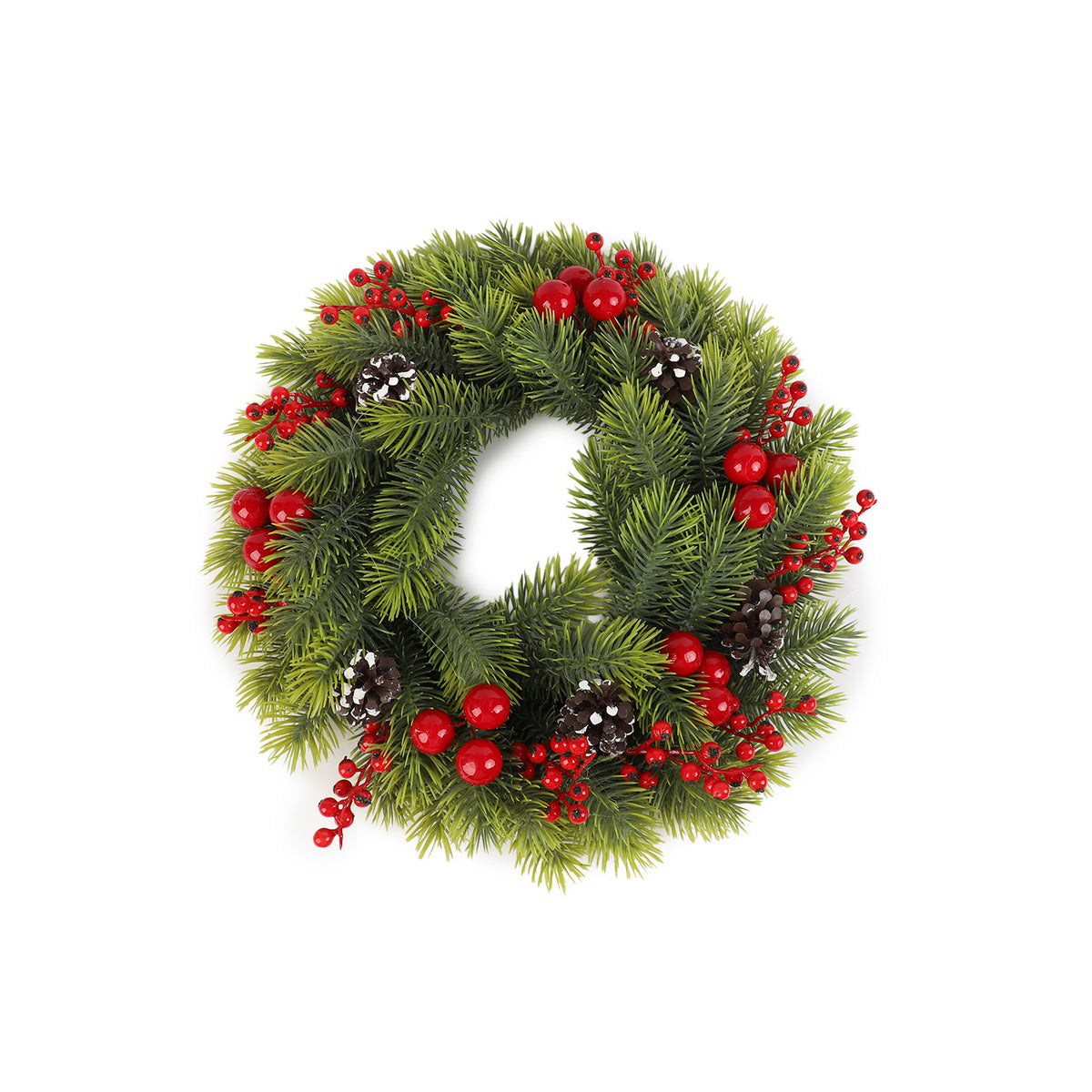 Corona navidad 40cm muerdago piñas