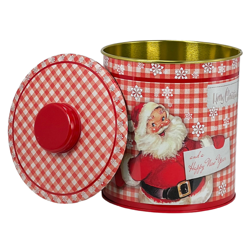 Galletero lata navidad 13x17cm redondo rojo pascuero retro