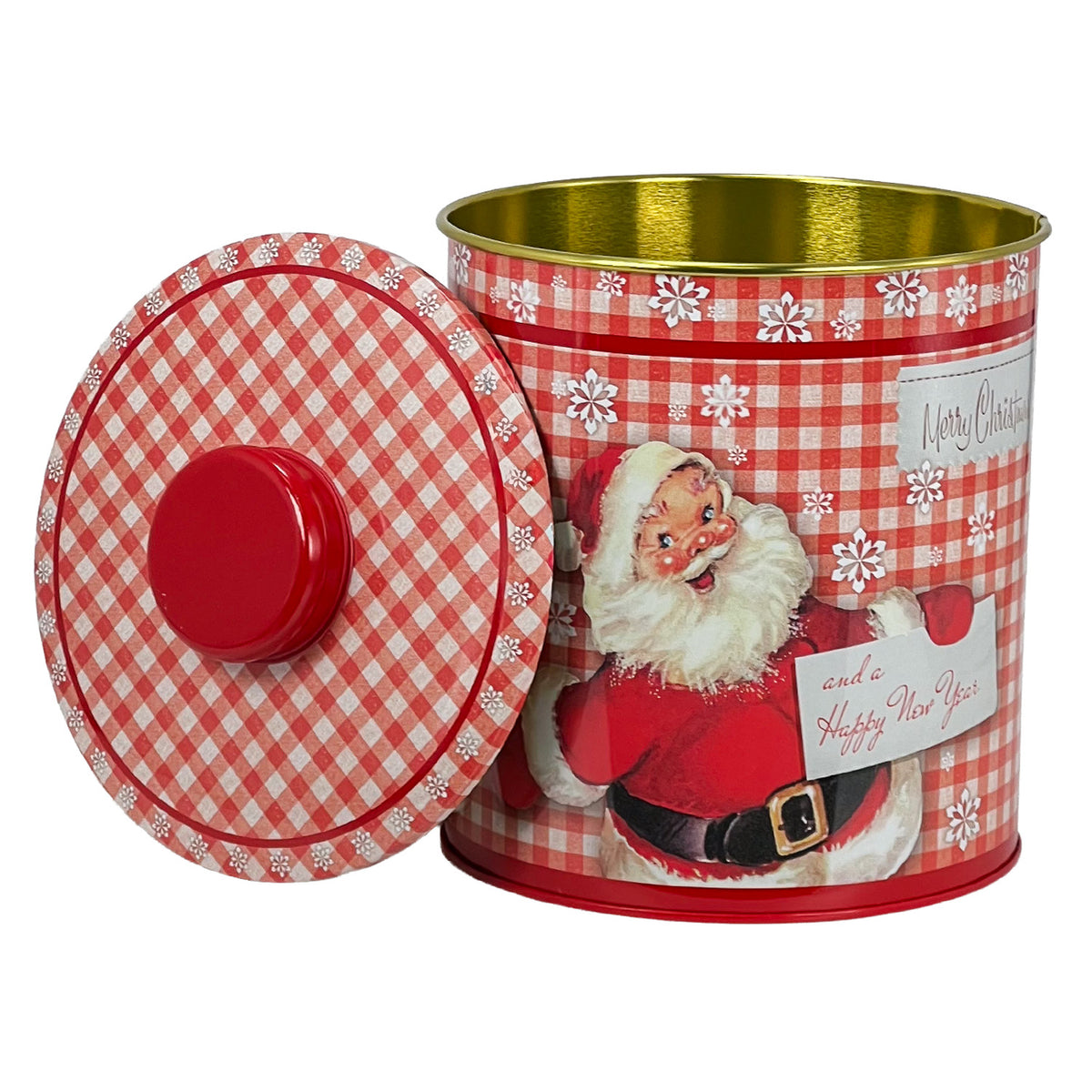 Galletero lata navidad 13x17cm redondo rojo pascuero retro