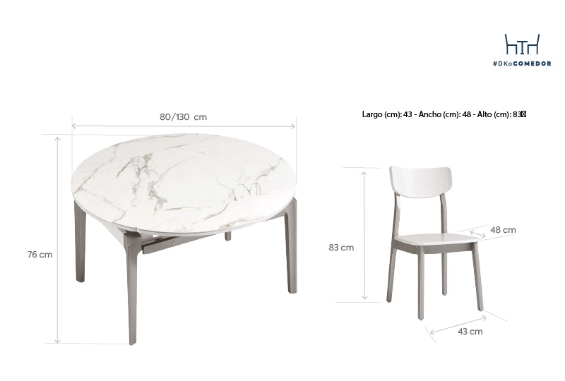 Juego comedor redondo 6 sillas Alytus