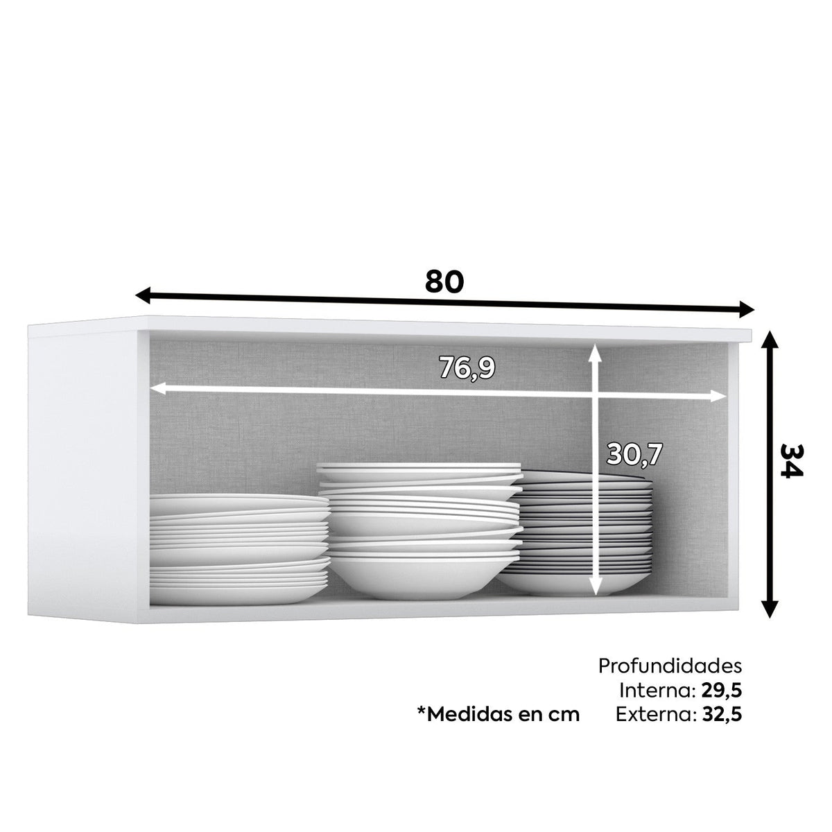 Aéreo cocina Americana blanco 1 puerta 80cm