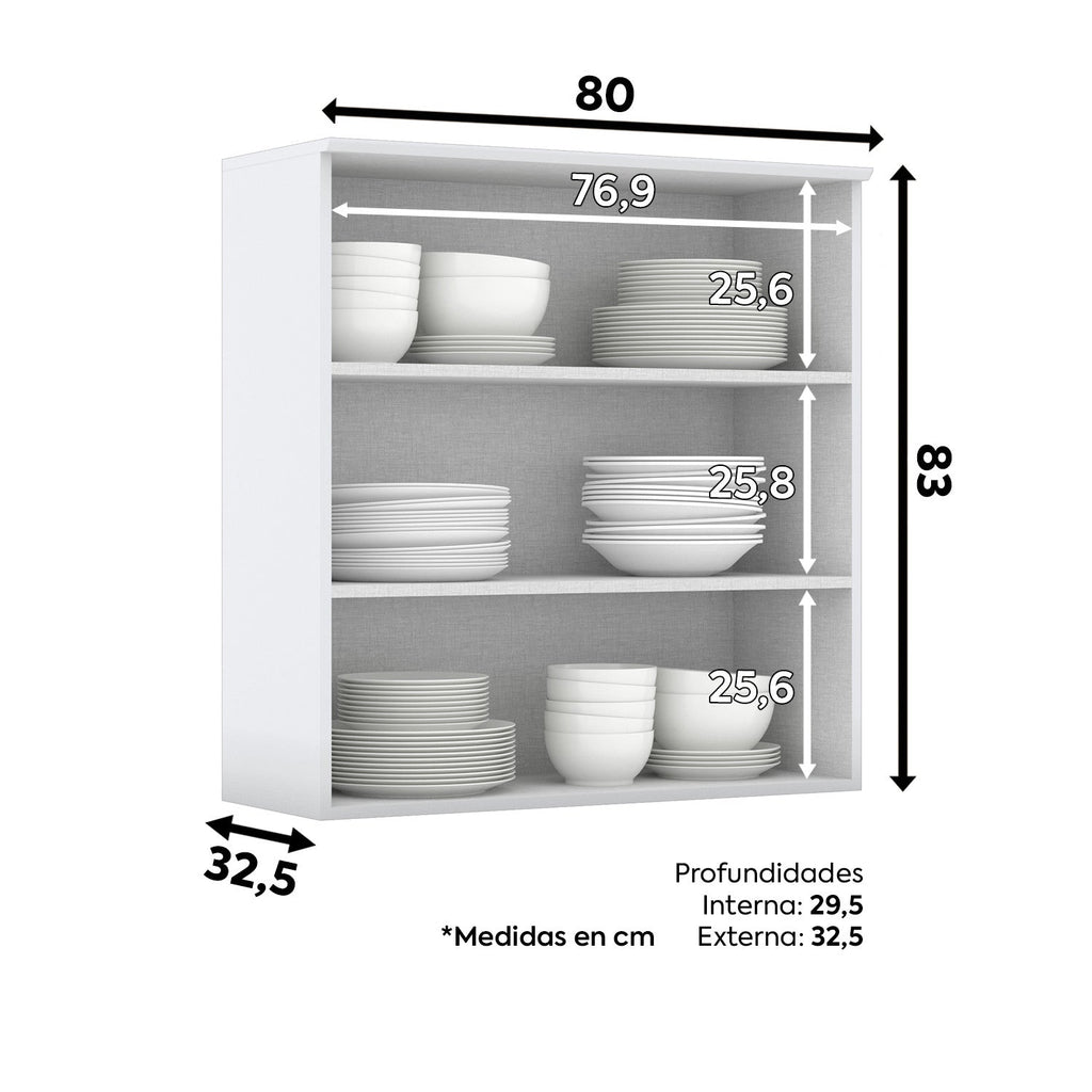 Aéreo cocina Americana blanco 2 puertas 80cm