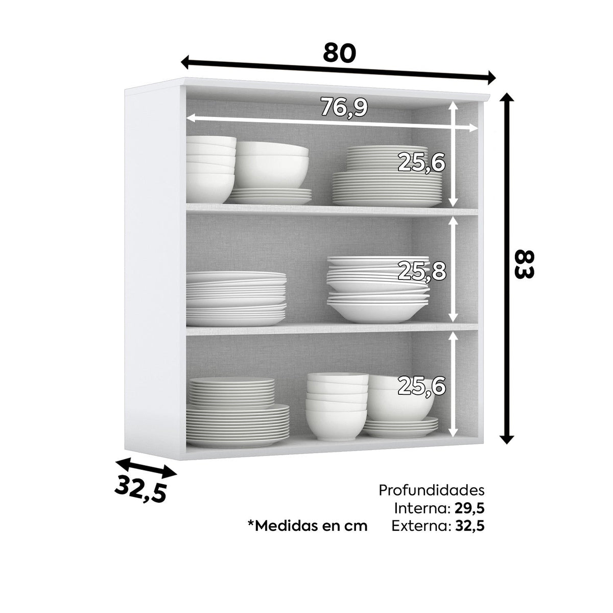 Aéreo cocina Americana blanco 2 puertas 80cm