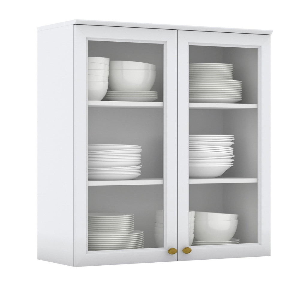 Aéreo cocina Americana blanco 2 puertas vidrio 80cm