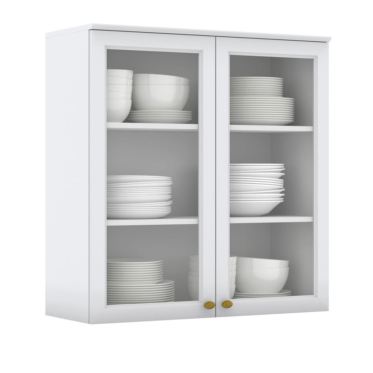 Aéreo cocina Americana blanco 2 puertas vidrio 80cm