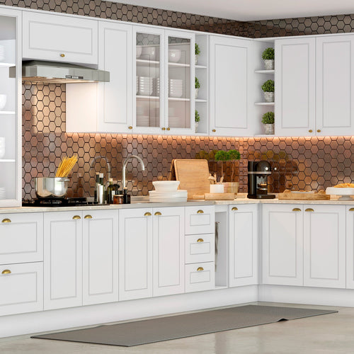 Aéreo cocina Americana blanco 2 puertas vidrio 80cm