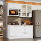 Aéreo cocina Americana blanco 2 puertas vidrio 80cm