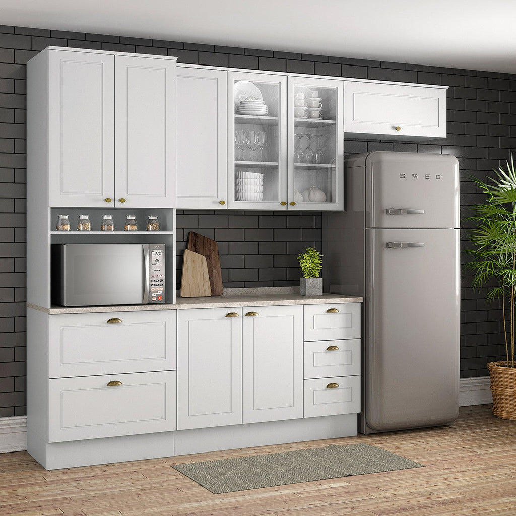 Aéreo cocina Americana blanco 2 puertas vidrio 80cm