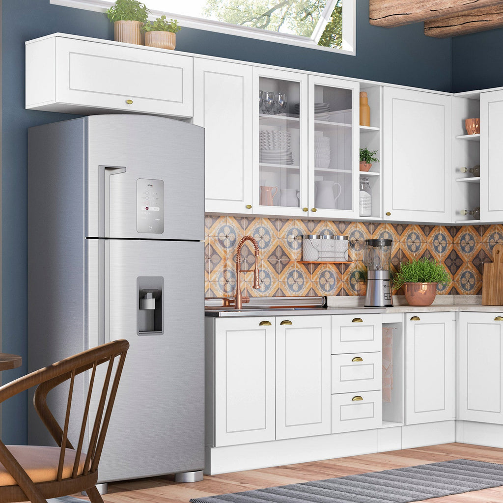 Aéreo cocina Americana blanco 2 puertas vidrio 80cm