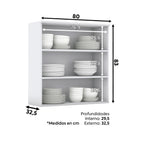 Aéreo cocina Americana blanco 2 puertas vidrio 80cm