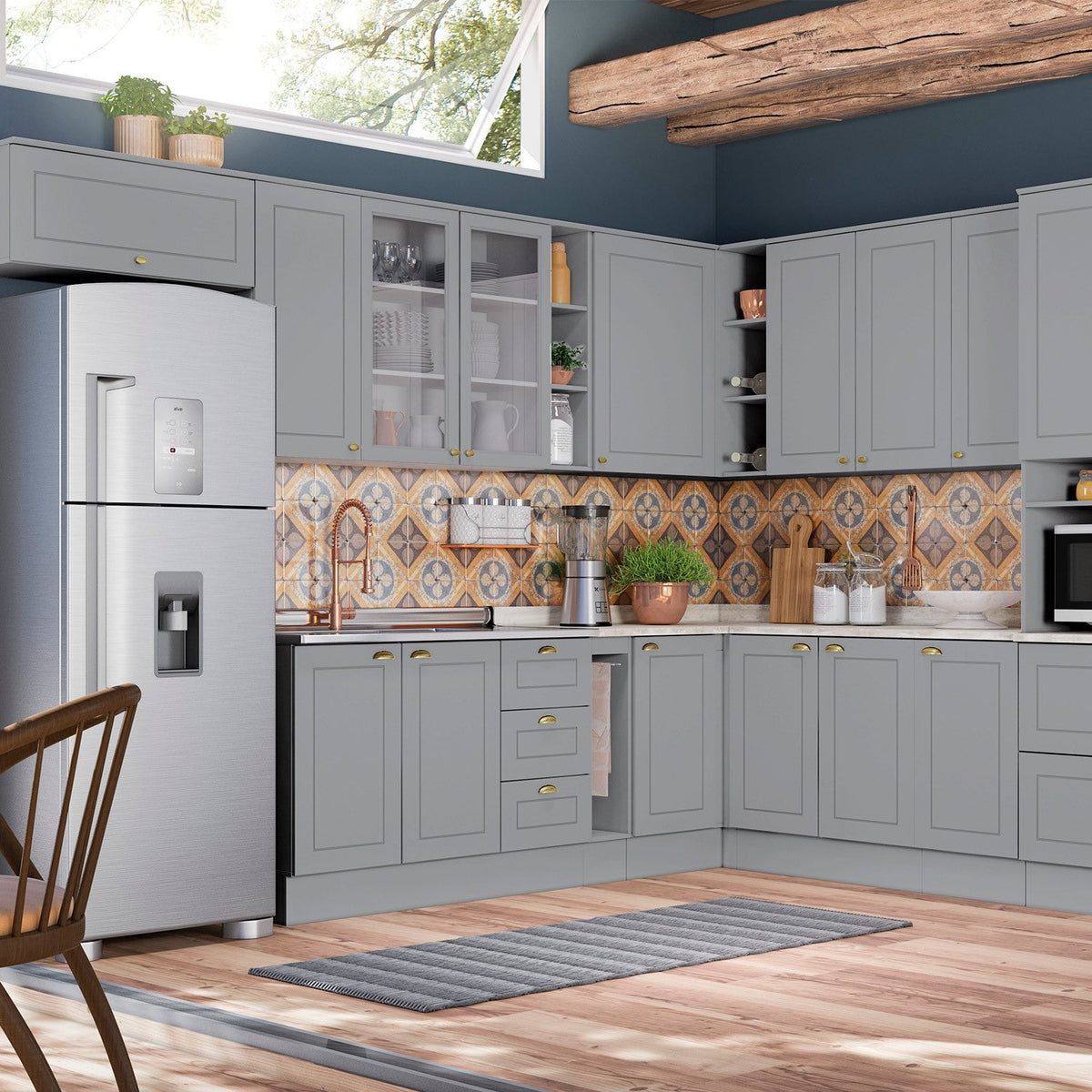 Aéreo cocina Americana gris 2 puertas 80cm
