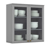 Aéreo cocina Americana gris 2 puertas vidrio  80cm