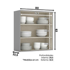 Aéreo cocina Americana gris 2 puertas vidrio  80cm