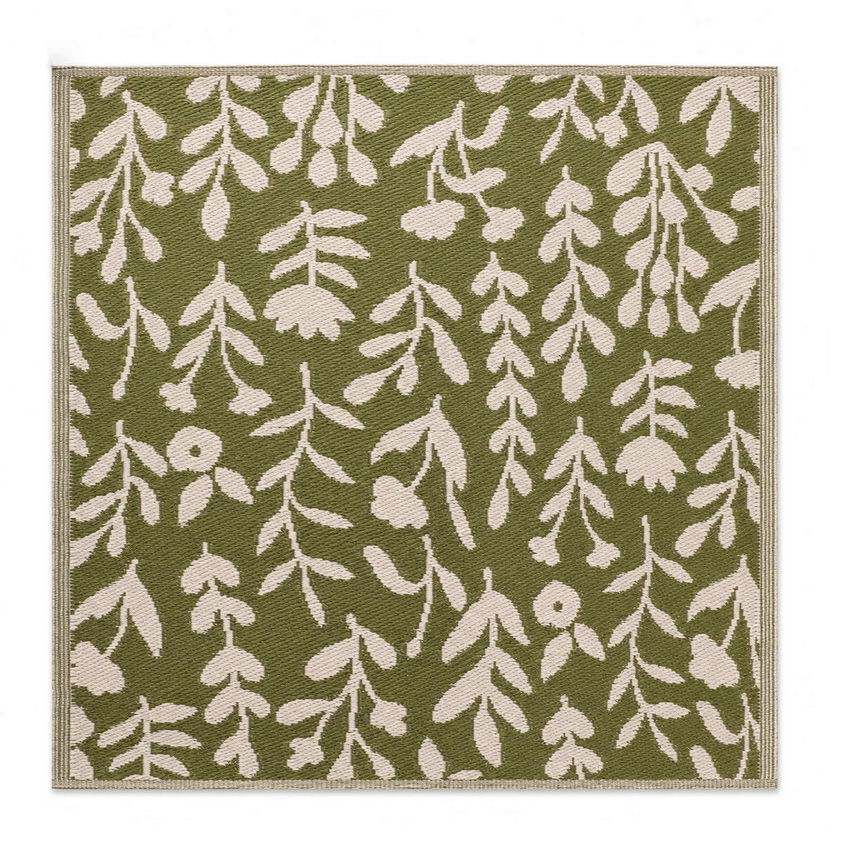 Alfombra exterior PP 150x150cm flores verde