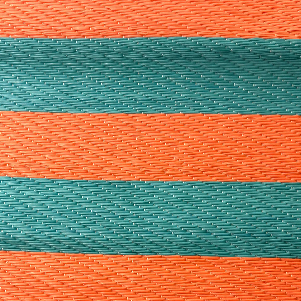 Alfombra exterior PP 150x150cm líneas coral turquesa
