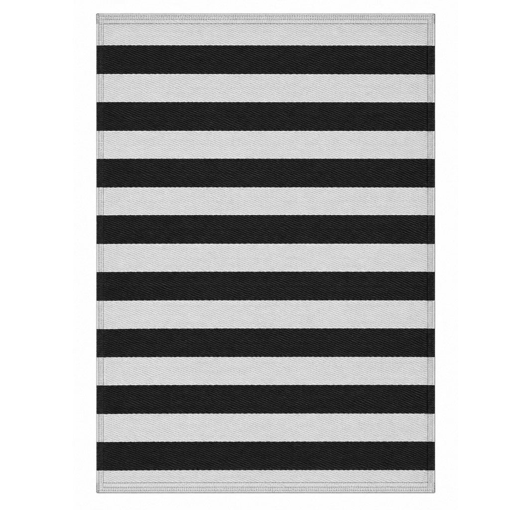 Alfombra exterior PP 150x200cm rayas BN