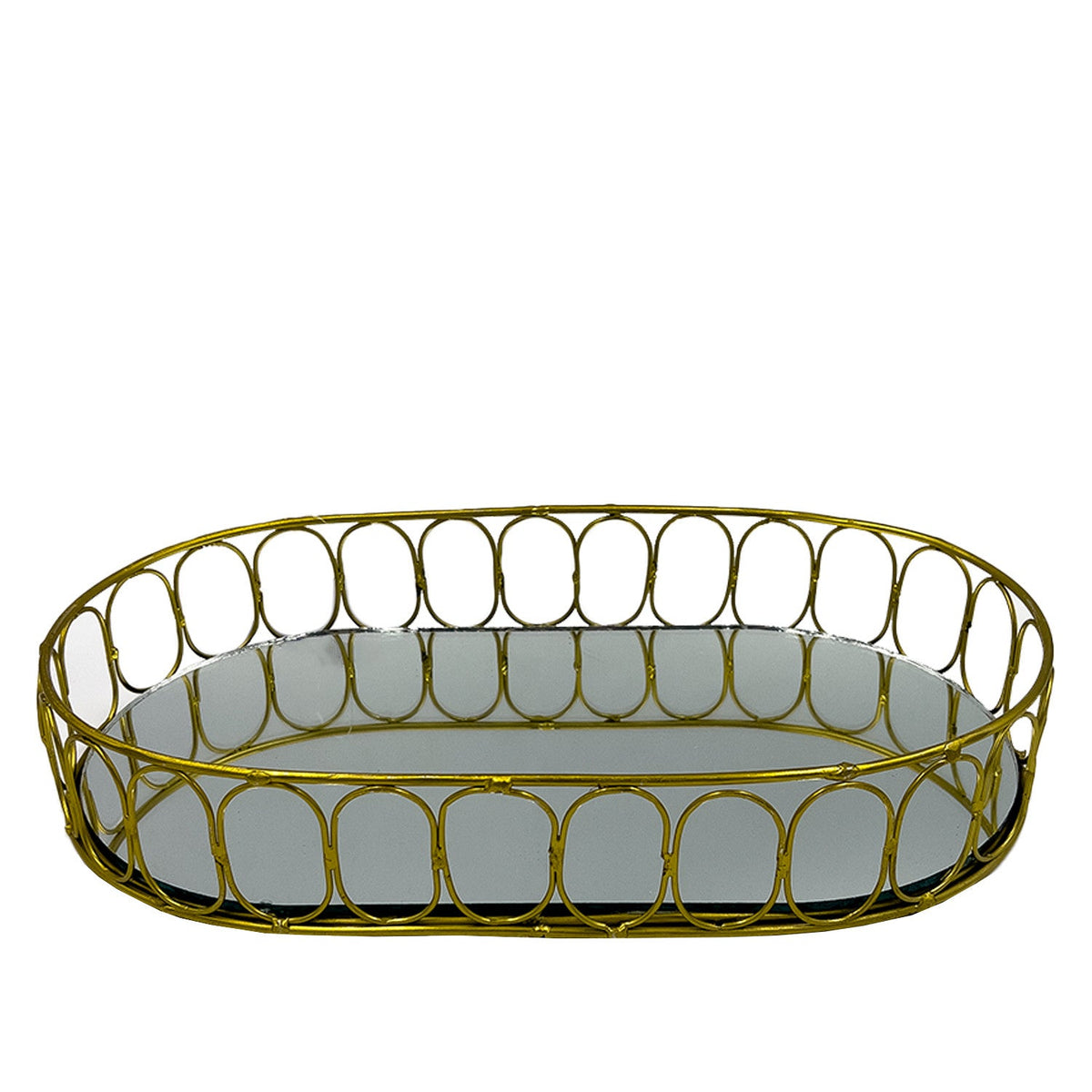 Bandeja ovalada espejo metal 30x17cm