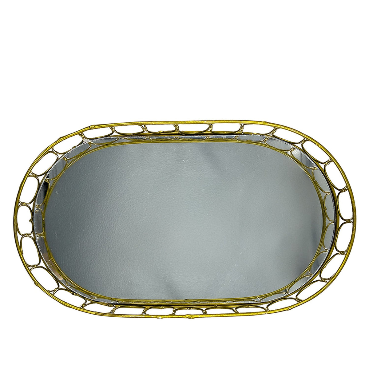 Bandeja ovalada espejo metal 30x17cm