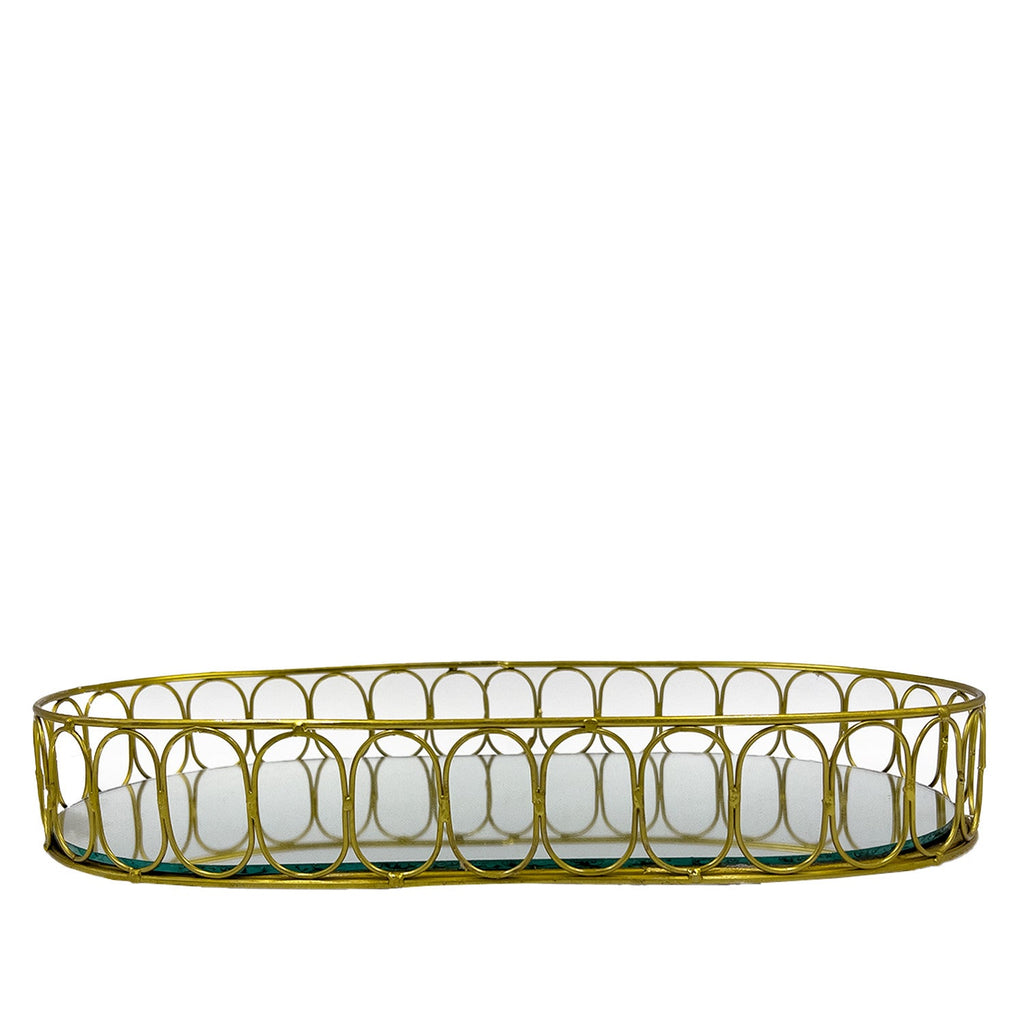 Bandeja ovalada espejo metal 35x20cm