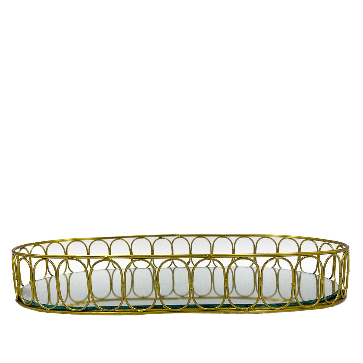 Bandeja ovalada espejo metal 35x20cm