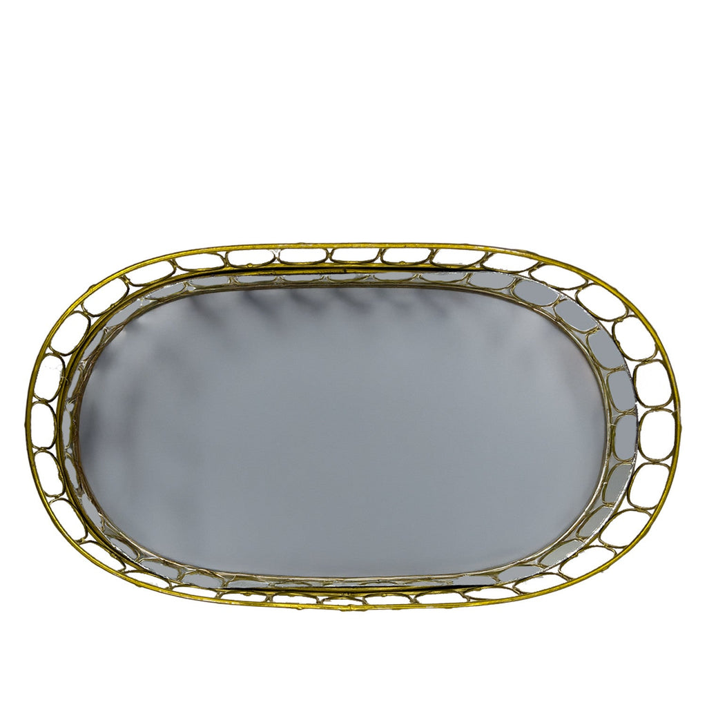 Bandeja ovalada espejo metal 35x20cm