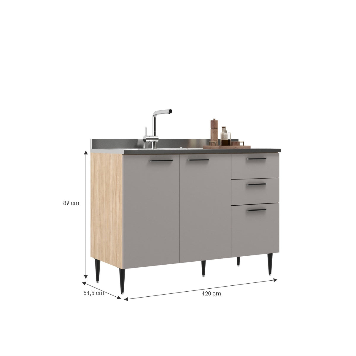 Base cocina Amalia 2 puertas 3 cajones 120cm
