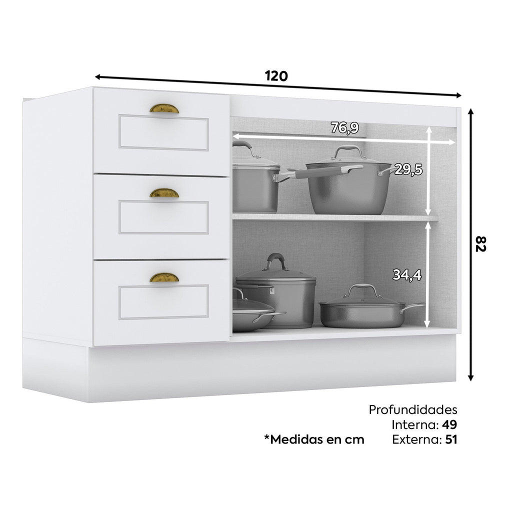 Base cocina Americana blanco 120cm