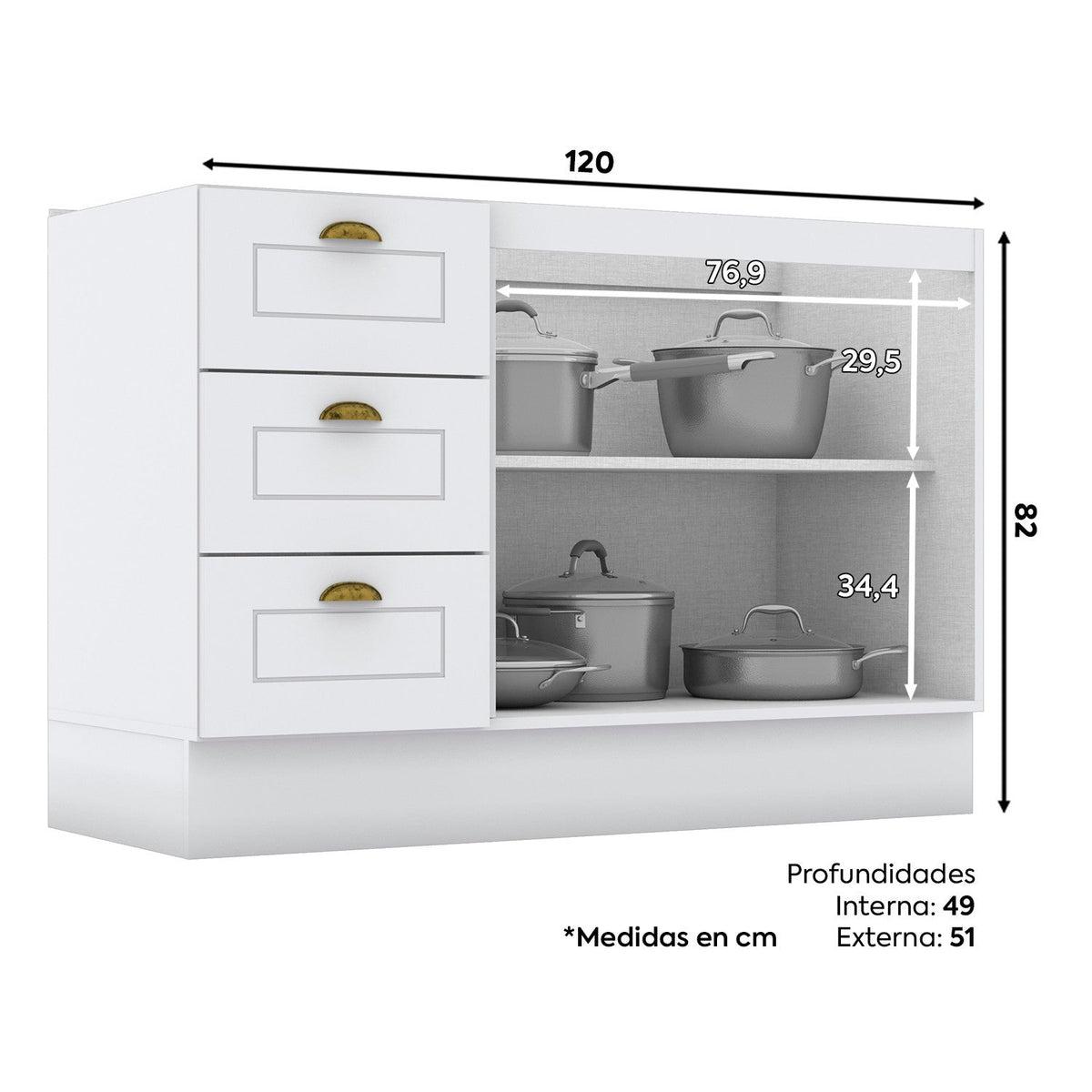Base cocina Americana blanco 120cm
