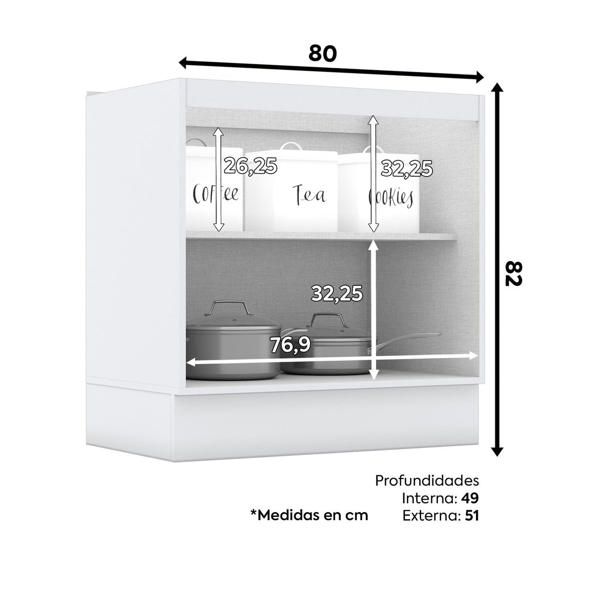 Base cocina Americana blanco 80cm