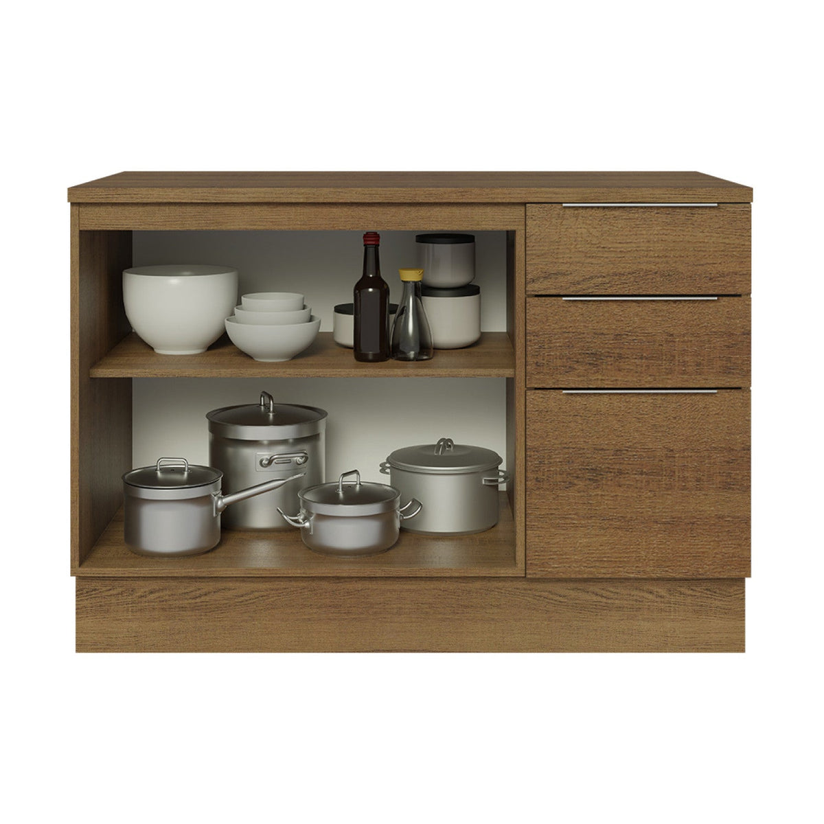 Base cocina Stella café 2 puertas 3 cajones 120cm