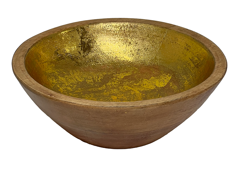 Bowl madera con folio dorado 20cm