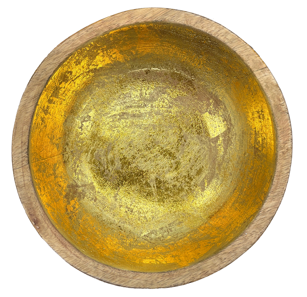 Bowl madera con folio dorado 20cm