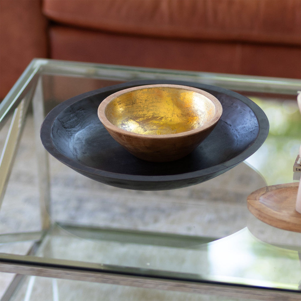 Bowl madera con folio dorado 20cm
