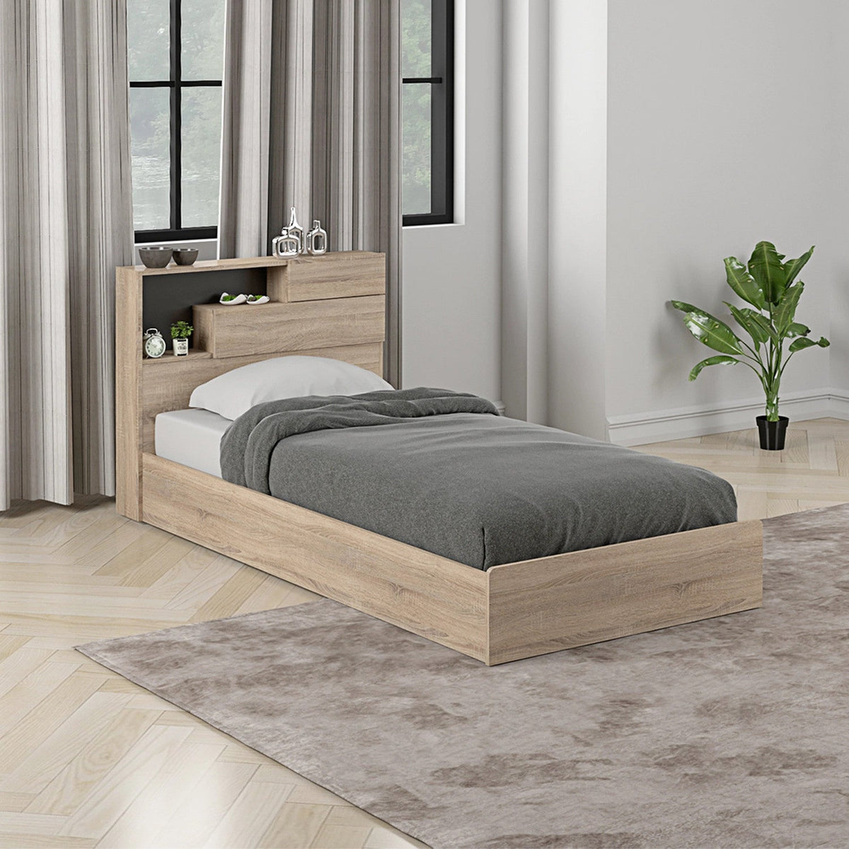 Cama 1 plaza Boegel café claro 190x91cm