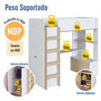 Cama Elevada Multifuncional 1 plaza 190x90cm