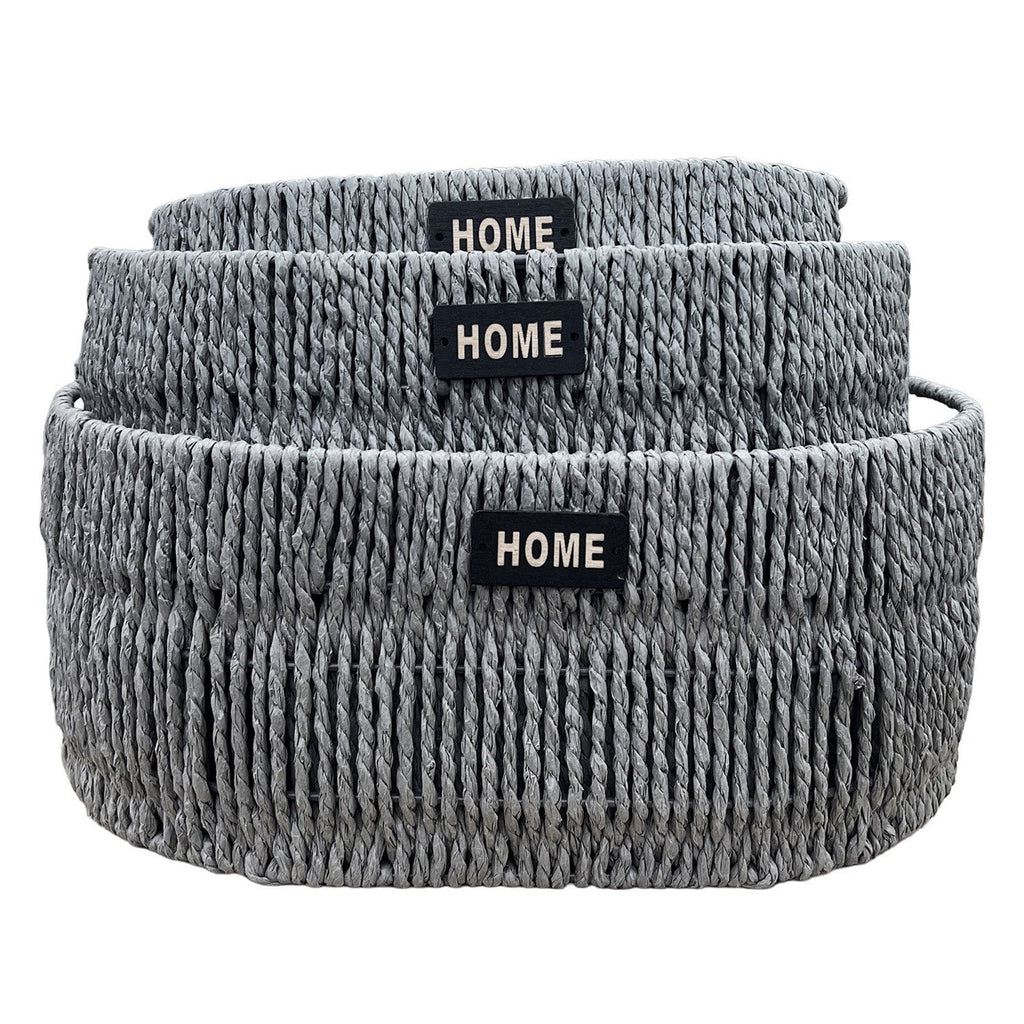Canasto ovalado mimbre 36x25x16cm gris