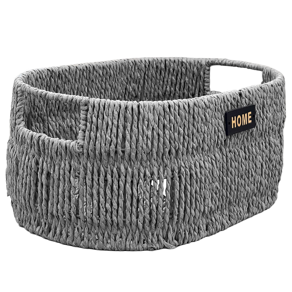 Canasto ovalado mimbre 36x25x16cm gris