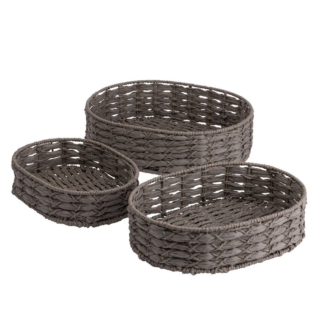 Canastos ovalados gris set de 3