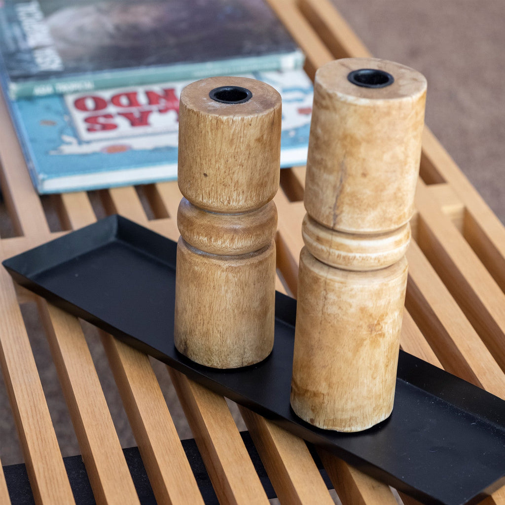Candelabro madera 7x7x18 natural