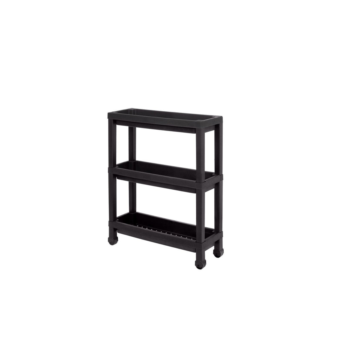 Carro plástico negro 3 niveles 37x24,5x65,7cm