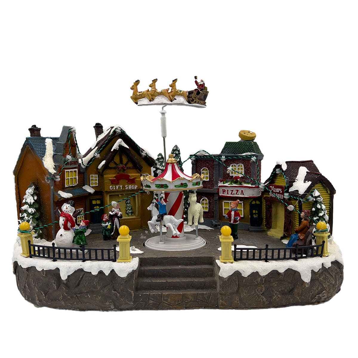 Casa navidad con luz y sonido 35cm trineo
