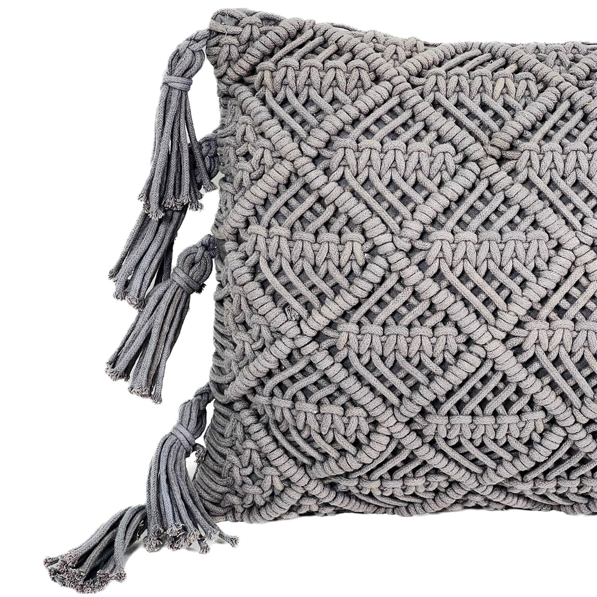 Cojín 30x50cm macrame gris